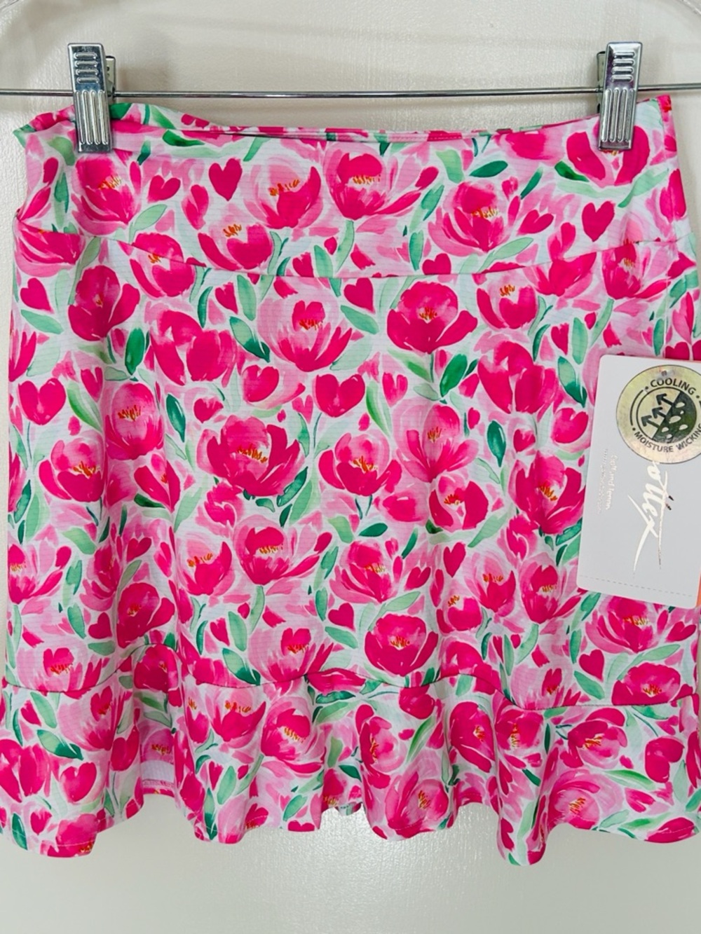 Set of Gottex Pink & White Floral Tulip 1/4 Zip Long Sleeve Top & Matching Skort - Picture 3 of 10
